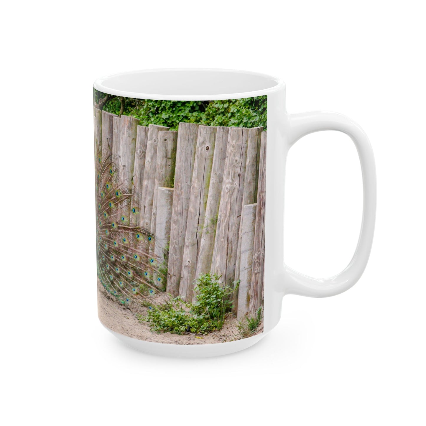 Peacock Paradise Ceramic Mug - 11oz & 15oz Nature Lover's Coffee Cup