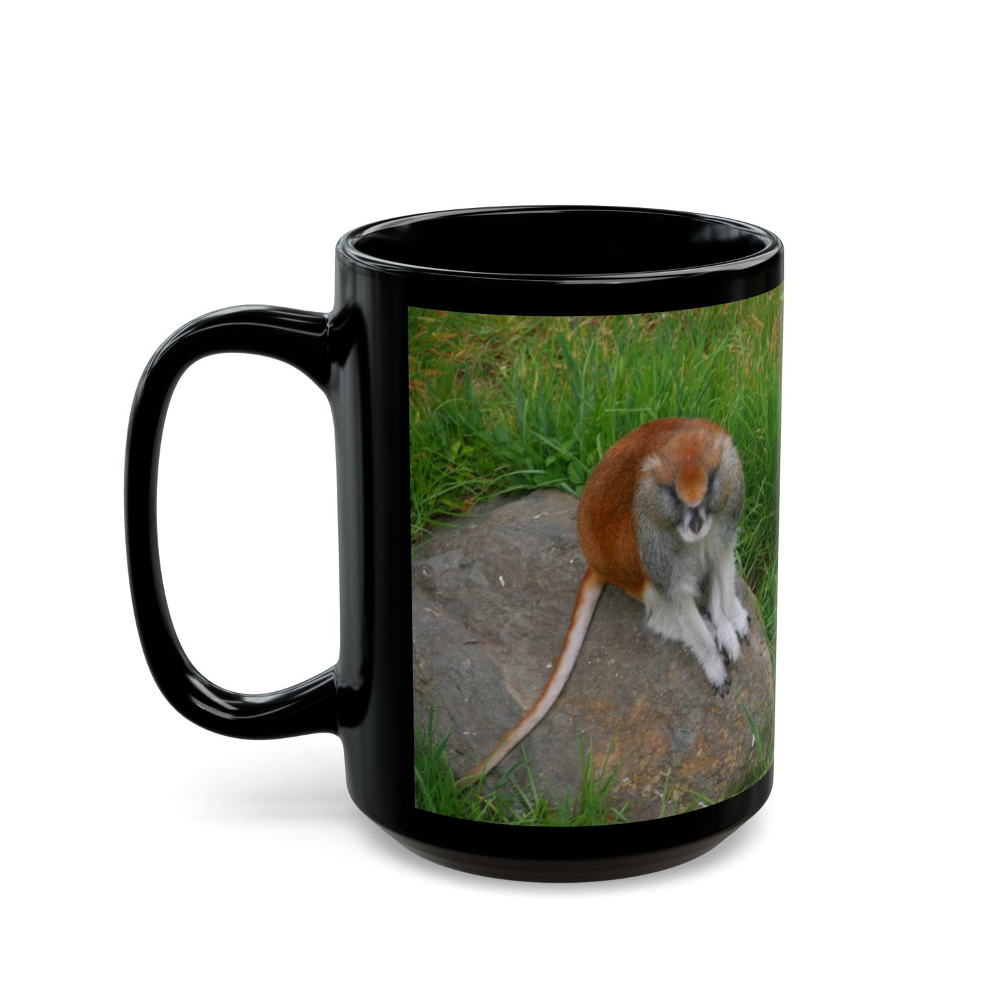 Cute Monkey Photo Black Mug - Perfect Gift for Animal Lovers