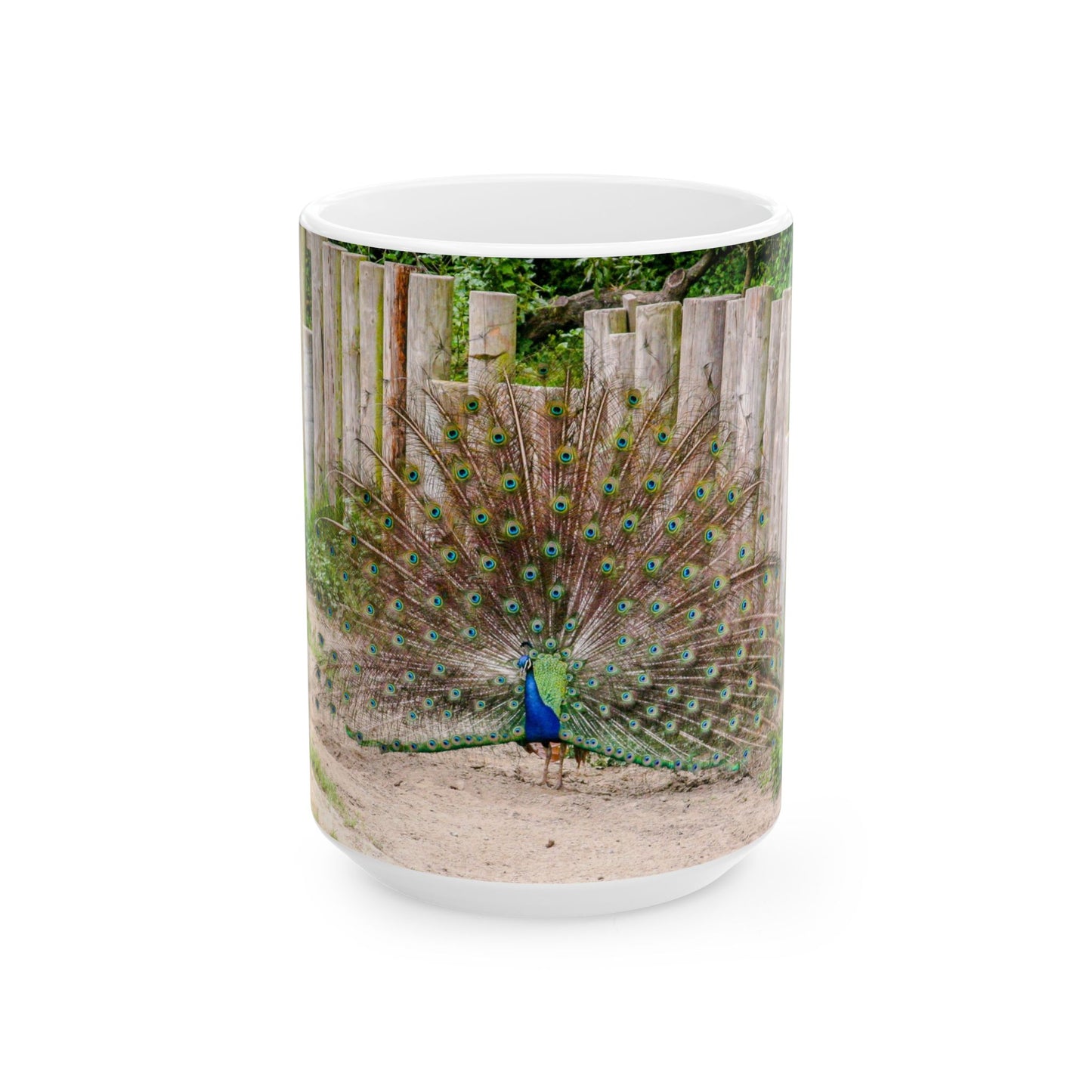 Peacock Paradise Ceramic Mug - 11oz & 15oz Nature Lover's Coffee Cup