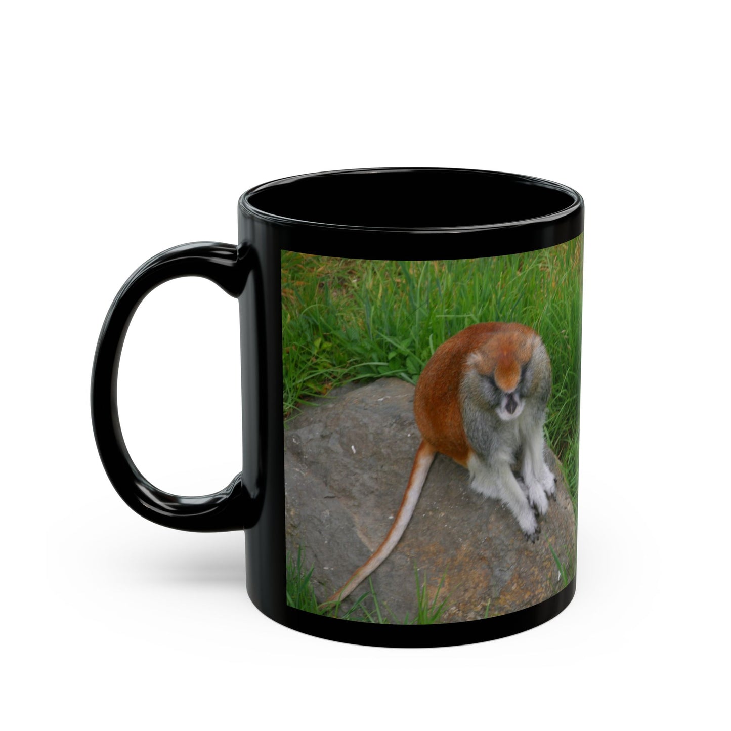 Cute Monkey Photo Black Mug - Perfect Gift for Animal Lovers